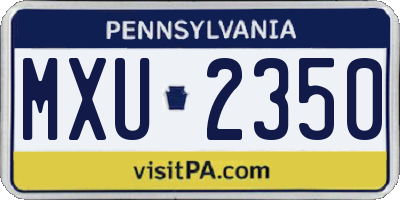 PA license plate MXU2350