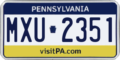 PA license plate MXU2351
