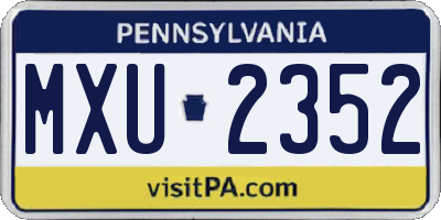 PA license plate MXU2352
