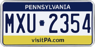 PA license plate MXU2354