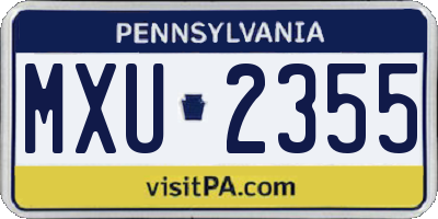 PA license plate MXU2355