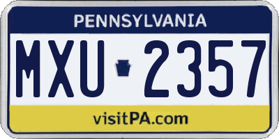 PA license plate MXU2357