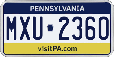 PA license plate MXU2360