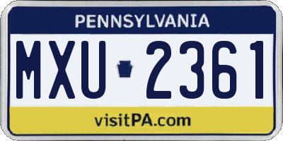 PA license plate MXU2361