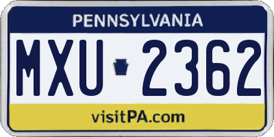 PA license plate MXU2362