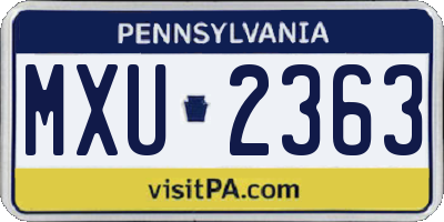 PA license plate MXU2363