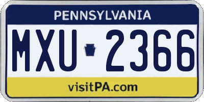 PA license plate MXU2366