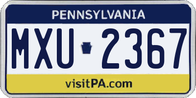 PA license plate MXU2367