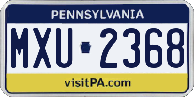 PA license plate MXU2368