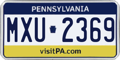 PA license plate MXU2369