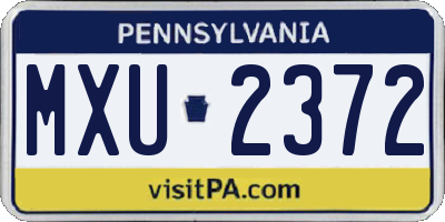 PA license plate MXU2372