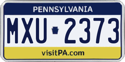 PA license plate MXU2373