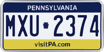 PA license plate MXU2374