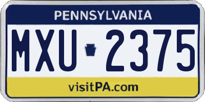 PA license plate MXU2375