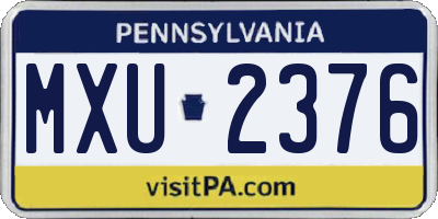 PA license plate MXU2376
