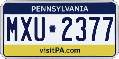 PA license plate MXU2377