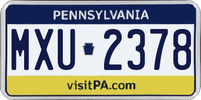 PA license plate MXU2378