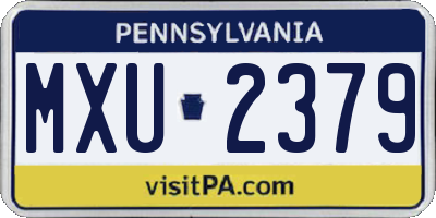 PA license plate MXU2379
