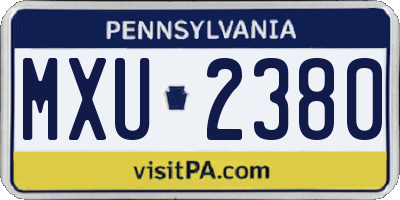 PA license plate MXU2380