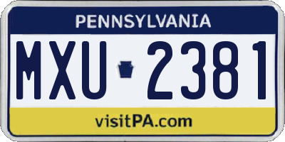 PA license plate MXU2381