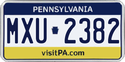 PA license plate MXU2382