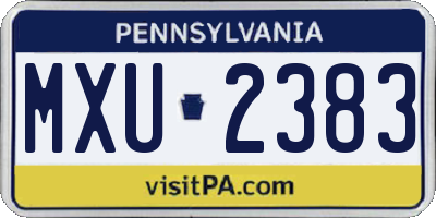 PA license plate MXU2383