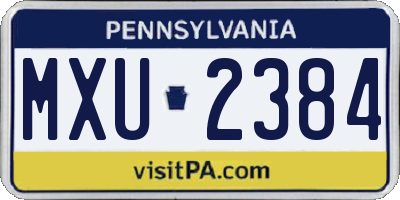 PA license plate MXU2384