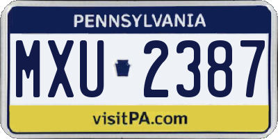 PA license plate MXU2387