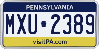 PA license plate MXU2389