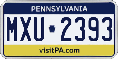 PA license plate MXU2393
