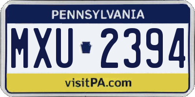 PA license plate MXU2394