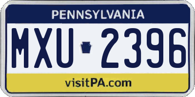 PA license plate MXU2396