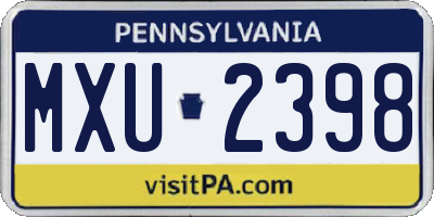 PA license plate MXU2398