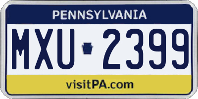 PA license plate MXU2399