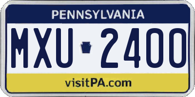 PA license plate MXU2400