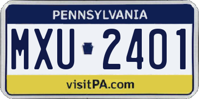 PA license plate MXU2401