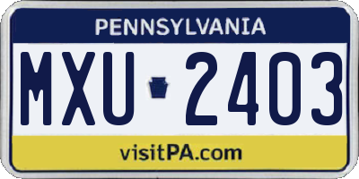 PA license plate MXU2403