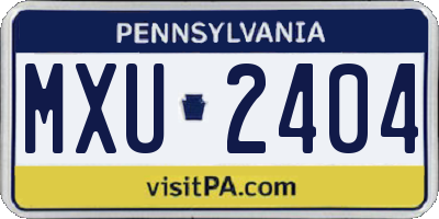 PA license plate MXU2404