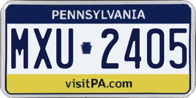 PA license plate MXU2405
