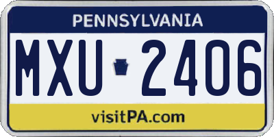 PA license plate MXU2406