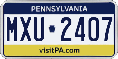 PA license plate MXU2407
