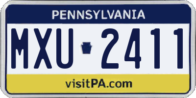PA license plate MXU2411