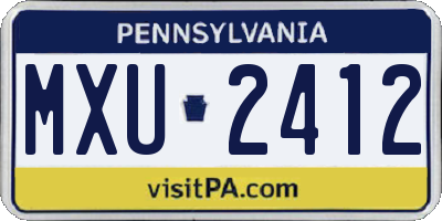 PA license plate MXU2412