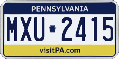 PA license plate MXU2415