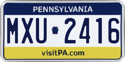 PA license plate MXU2416