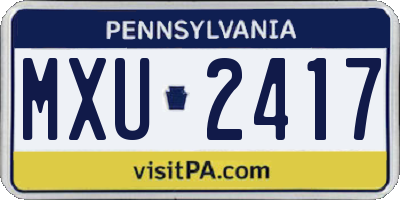 PA license plate MXU2417