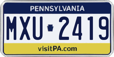 PA license plate MXU2419