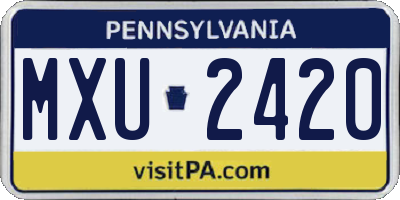 PA license plate MXU2420