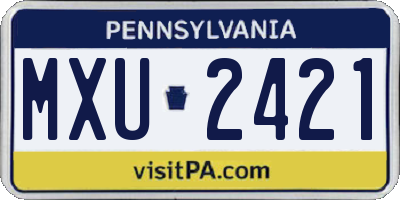 PA license plate MXU2421