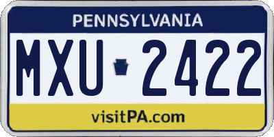 PA license plate MXU2422